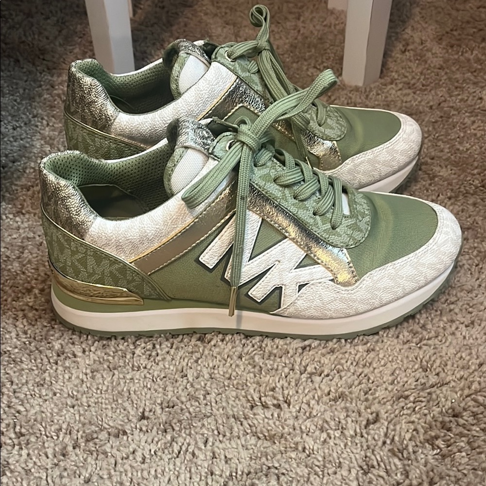 Michael Kors Green and Gold Sneakers